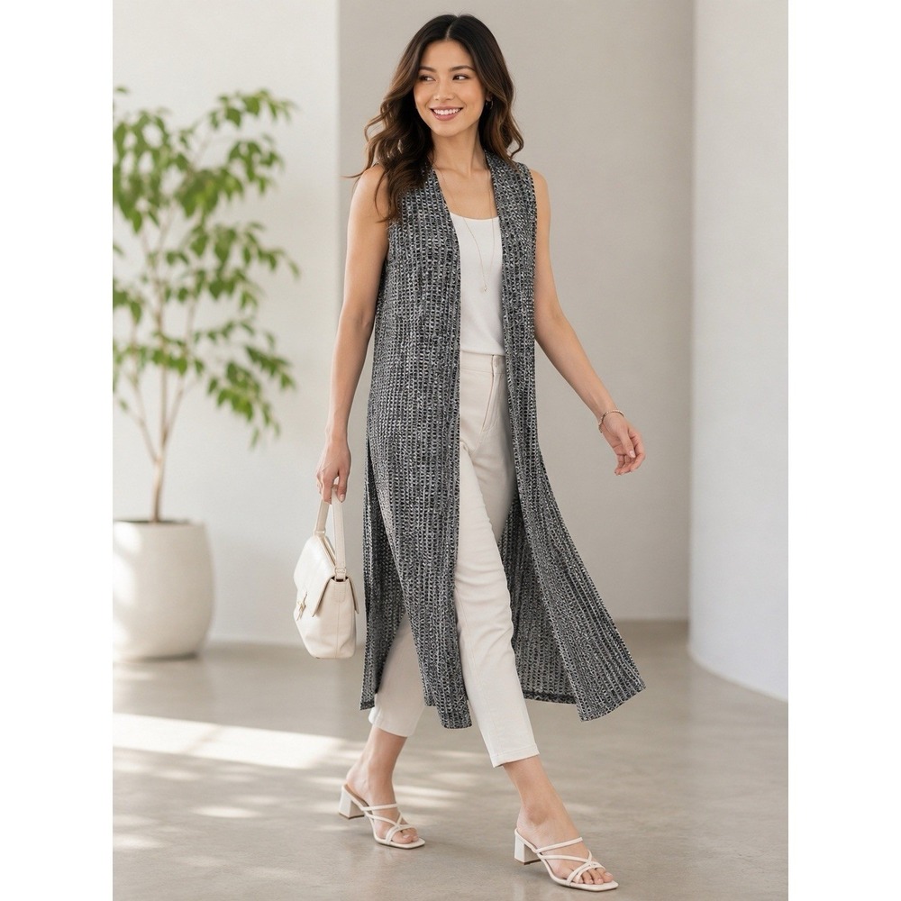 LuLaRoe Savannah Duster Vest Womens Small Gray NWT Open Front Long Maxi Knit‎